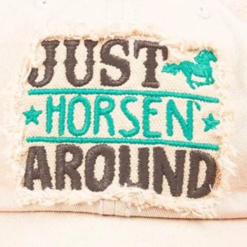KBETHOS Stone "Just‎ Horsen Around" Distressed Baseball Cap Hat NWT - Picture 3 of 4